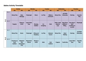 Babies Activity Timetable